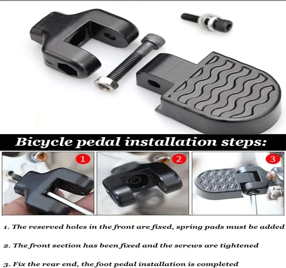 1 Pair Mini Bicycle Rear Pedals Aluminium Alloy Folding Foot Rest Bike Pegs Non-Slip Foot Pedal Rear Pedal Quick Release Pedals