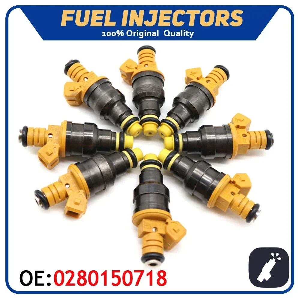 8pcs Fuel Injector Nozzle 0280150718 Fit For Ford F150 F250 F350 Mustang E-150 E-250 E-350 Lincoln Navigator 4.6L 5.0L 5.4L 5.8L