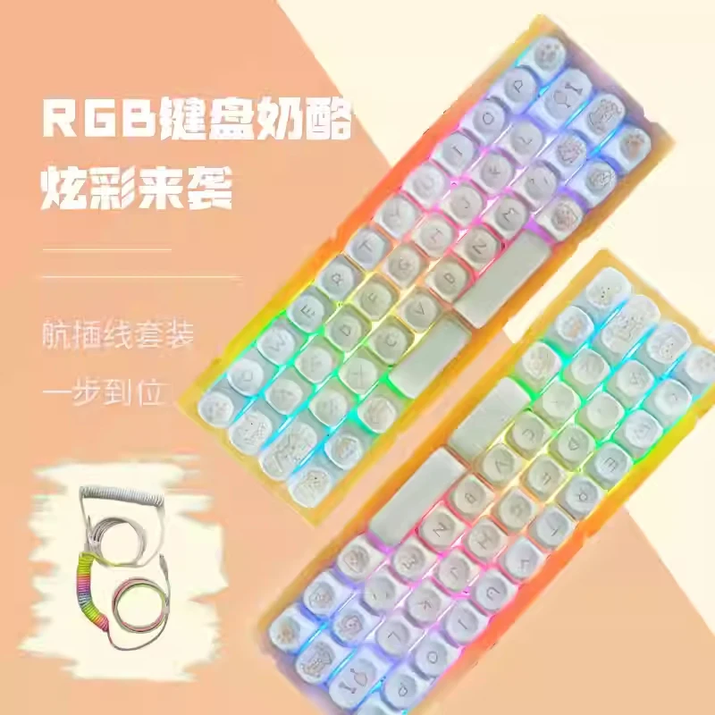 Cheese40 Keyboard Custom Cheese Case Hot Swappable Bluetooth/Wired 42keys Rgb Mini Keyboards Underage Keyboard Gift Christmas