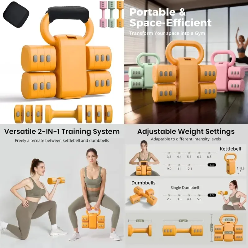 Adjustable Dumbbell Set 2 in 1 for Home Gym Weight Training Yoga Fitness Fast Switching Design Ergonomic Handle