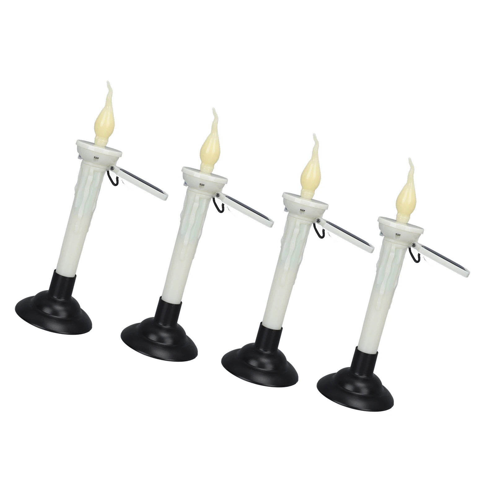Flickering LED Tapered Candlestick Warm White Light Dusk to Dawn Sensor IP65 Waterproof Solar Powered Candles Outdoor