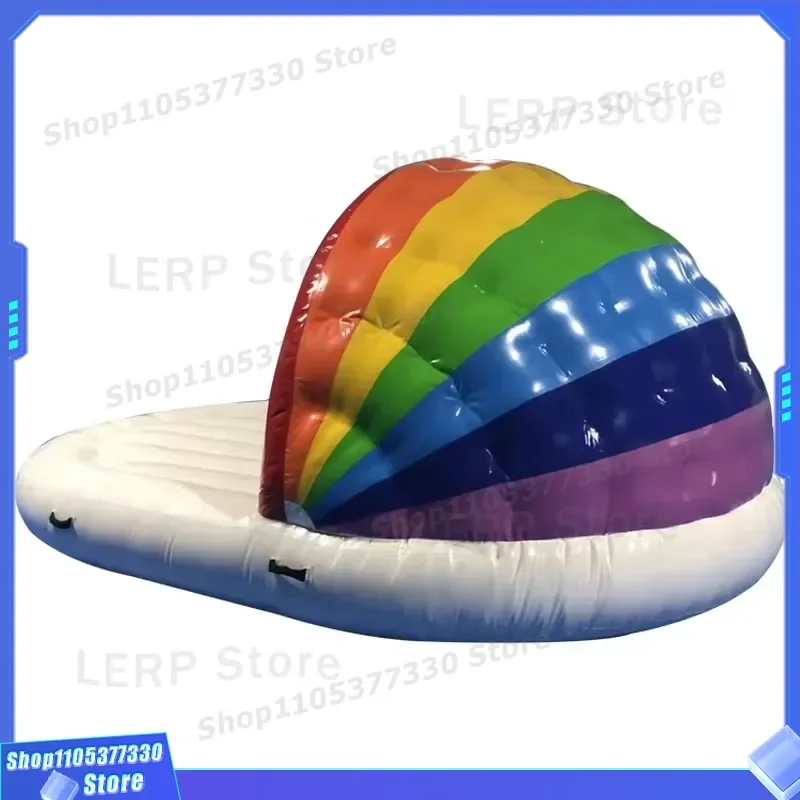 Durable Inflatable Rainbow Floating Island Raft Platform for Lake Pool Party Water Toy Large Size Swim Float Mat Summer Fun