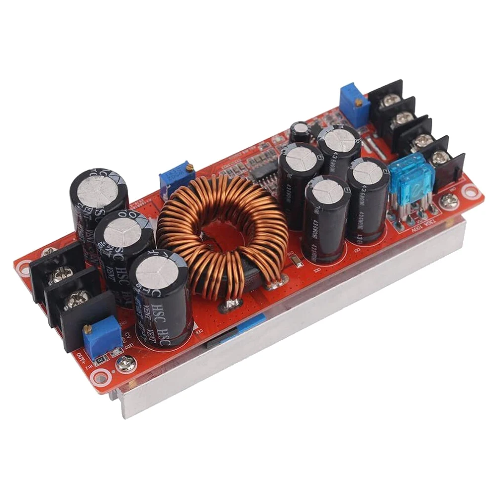 # Acessórios eletrônicos 38D, conversor DC 1200W 20A Boost Step-Up Power Module Conversor de tensão, vermelho