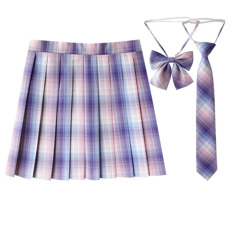 Nouvelle Jupe plissée pour femmes Mini jupes école japonaise taille haute Kawaii mignon gris Jupe à carreaux uniforme Harajuku Jupe