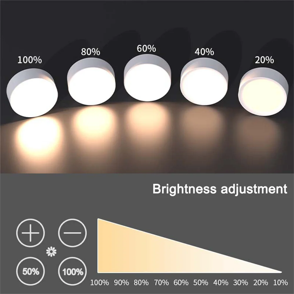 3 Colors LED Cabinet Lights Touch/Remote Control Puck Light Dimmable Night Lights for Kitchen Home Bedside Wardrobe Lighting