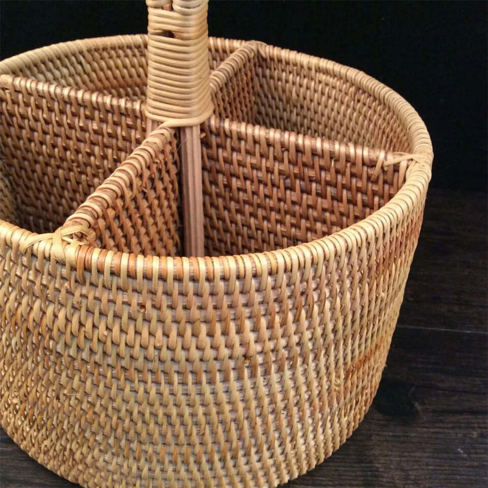 

Natural Rattan Storage Basket Large Capacity Lightweight Sundry Organizer Desktop Container For Home Office Tea Table Kitchen