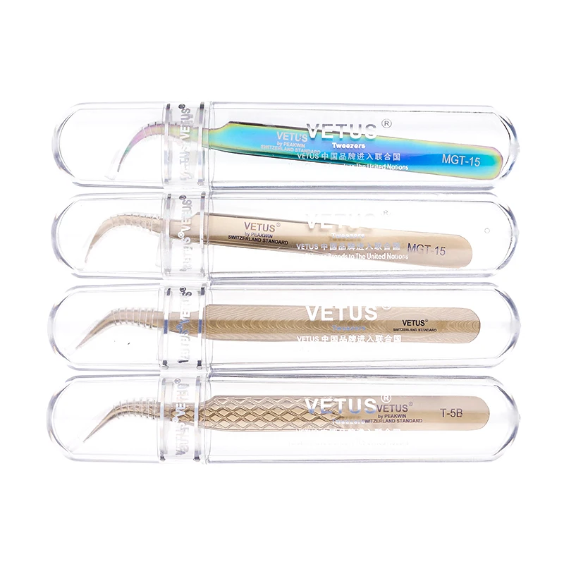 Pinzette per ciglia di precisione 1Pc con punta in fibra Pinzette per ciglia antistatiche in acciaio inossidabile Estensione delle ciglia Forniture per il trucco