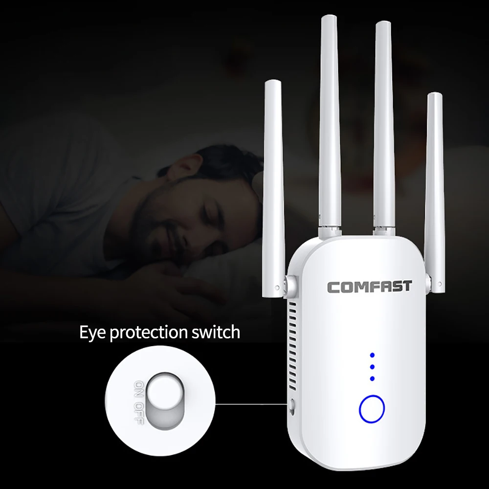 เราเตอร์2.4กิกะเฮิร์ตซ์/5.8กิกะเฮิร์ตซ์อุปกรณ์ขยายสัญญาณ WiFi 1200Mbps