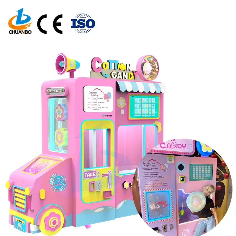 New Arrival Automatic Cotton Candy Maker Robot Fairy Floss Vending Machine Business Money