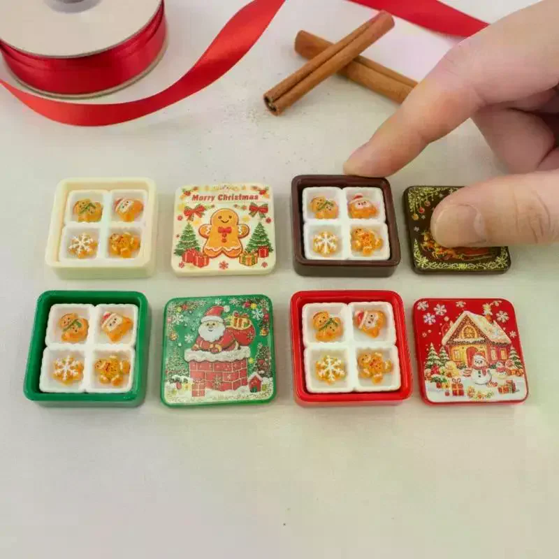 Christmas Gingerbread Biscuit 3D Resin Charms DIY Craft Accessories for Keychain Pendant Holiday Gift Box Set