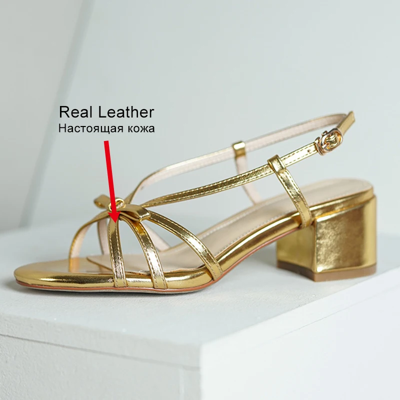 JOZHAMTA Size 34-40 Heeled Sandals For Women Real Leather Rome High Heels Summer Shoes Woman Woven Gold Chunky Heel Sandals