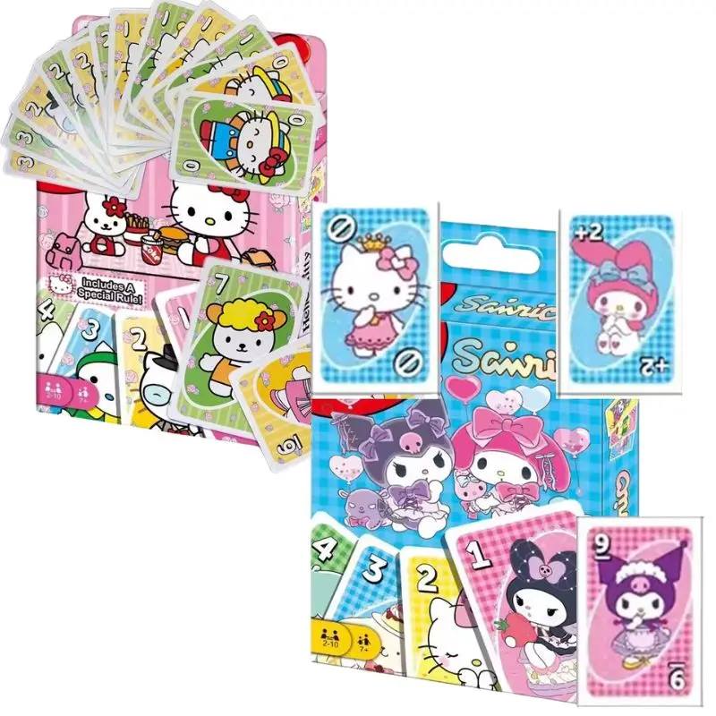 Juego de cartas a juego Sanrio Hello Kitty para multijugador, juego de mesa familiar, diversión entre amigos, entretenimiento, póquer
