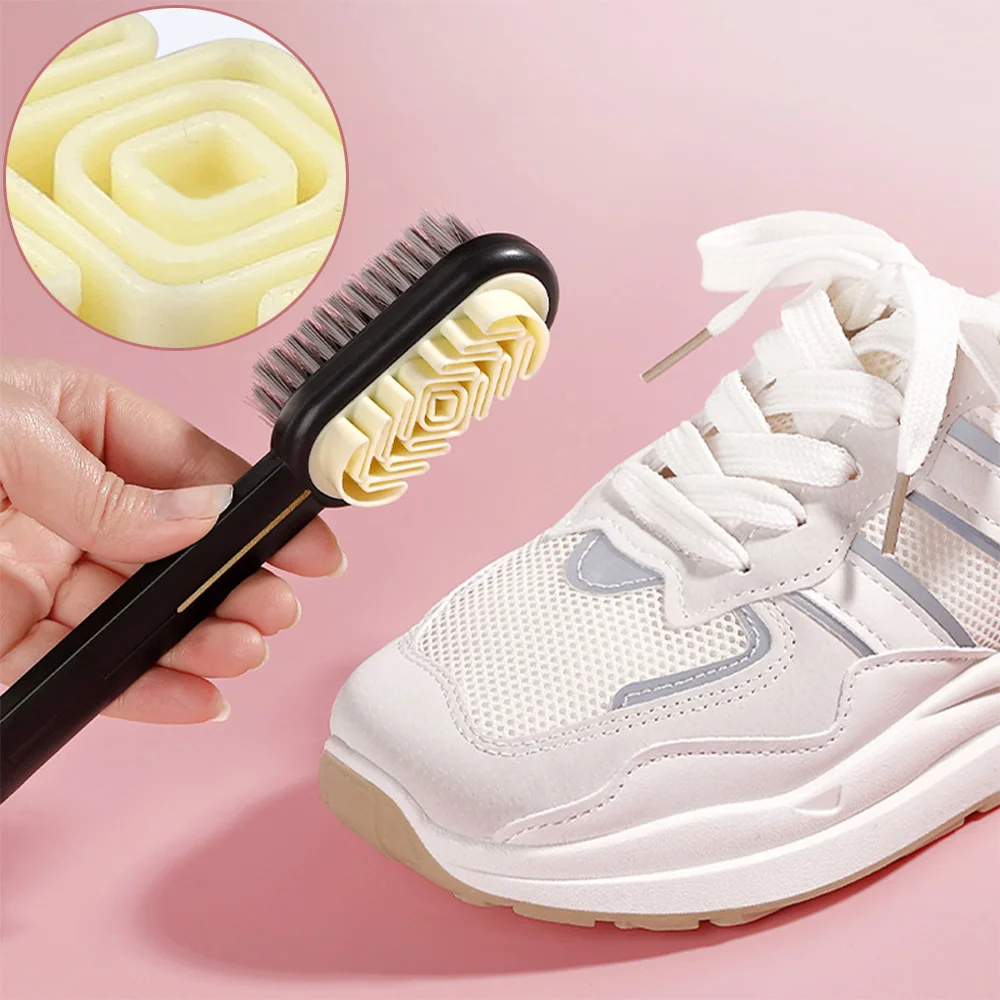 Sneakers Cleaner Shoe Brush Stain Dust Boot Cleaner Rubber Eraser Set Home Cleaner 2 Sided Long Handle Suede Cleaning Brush 1Pcs