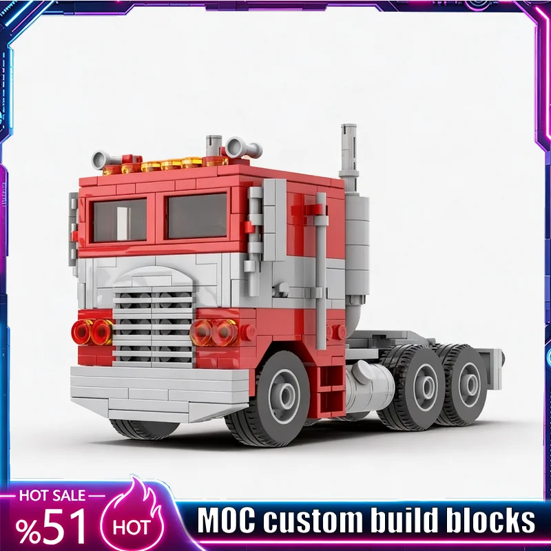 NEW 388Parts MOC Classic Heavy Duty Tractor Truck Vehicle Model Custom Puzzle DIY Creative Assembly Collection Display Toy Gift