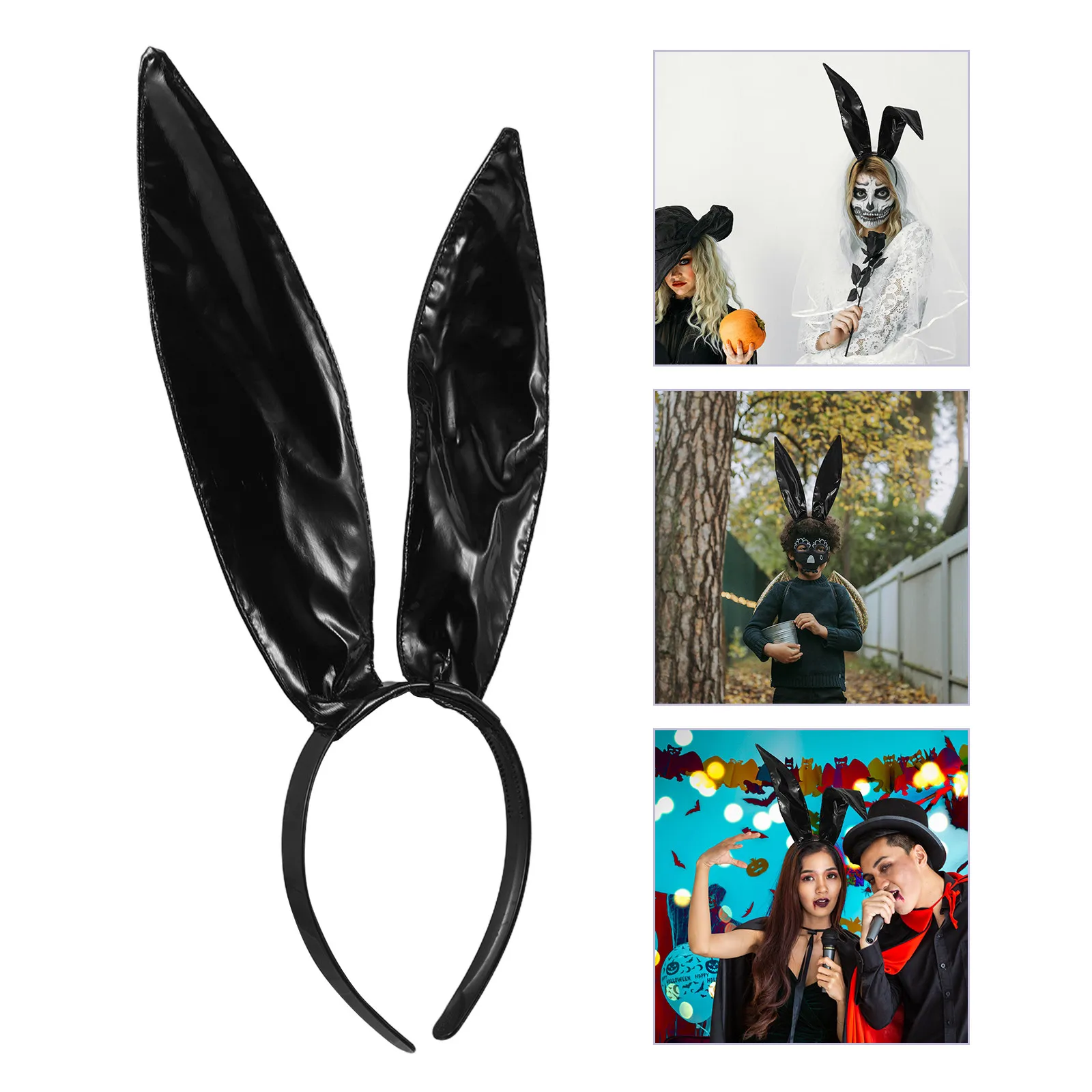 

2 шт. праздничные декоративные повязки на голову с ушками кролика, черные, искусственные, удобные, надежно фиксируются, для тематических вечеринок