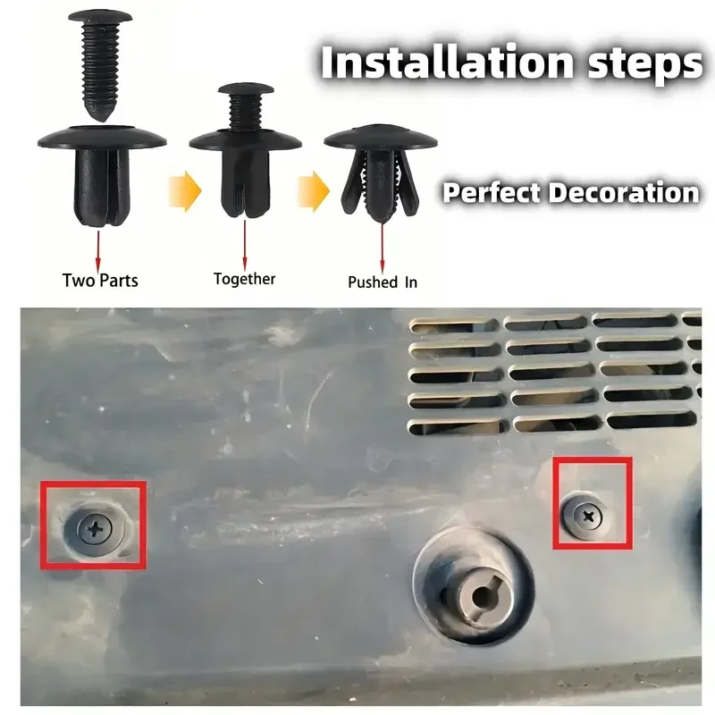 8mm Plastic Rivets Fasteners Screw Car Bumper Fender Black Rivet Car Fastener Clips for Toyota Focus Kia Nissan Yamaha image 4