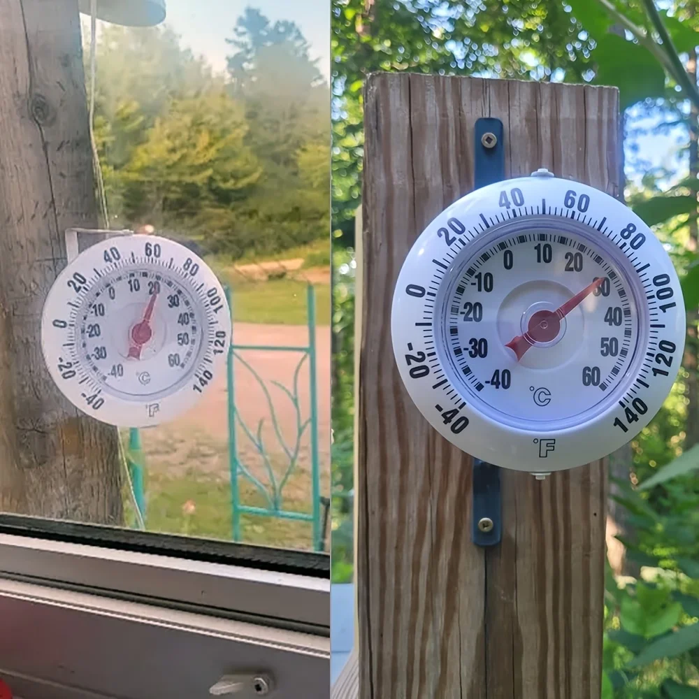 KT Thermo  5-Inch Garden Thermometer Featuring a Wall-Mounted Bracket, with Large Black Numbers for Easy Reading