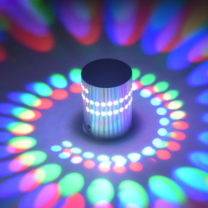

RGB Изменение цвета 3 Вт Спиральный светодиодный настенный светильник Бра Потолочный светильник Дистанционное управление Цилиндр Проход Дискотека Отель Серебряный корпус
