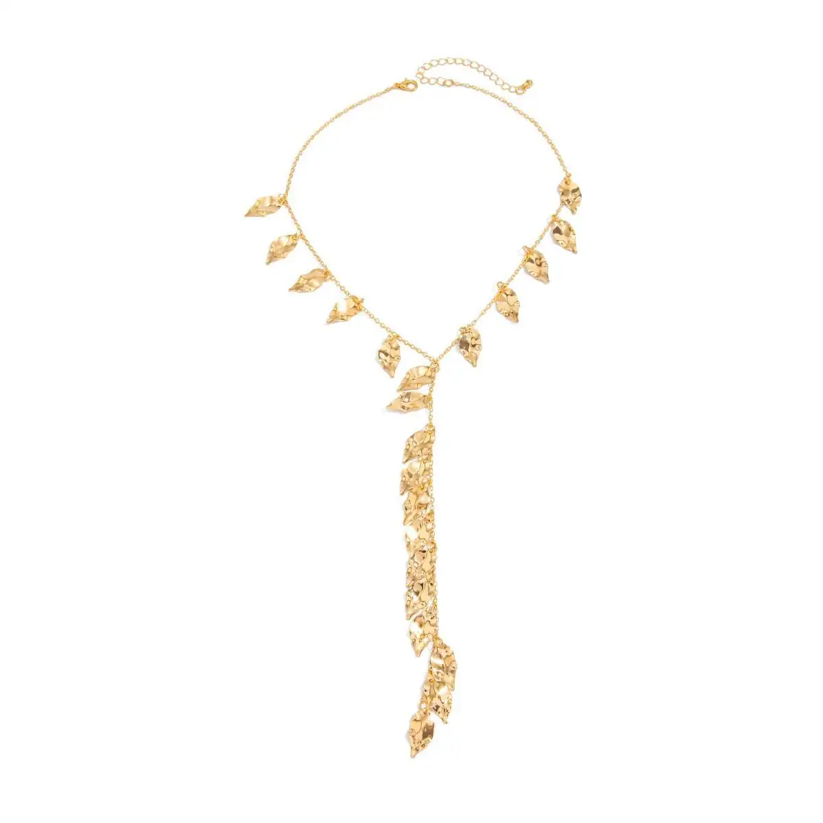 

Women's Vintage Y-Shaped Necklace Creative Metal Leaf Pendant with Long Tassel Chain Sexy Jewelry Accessory
