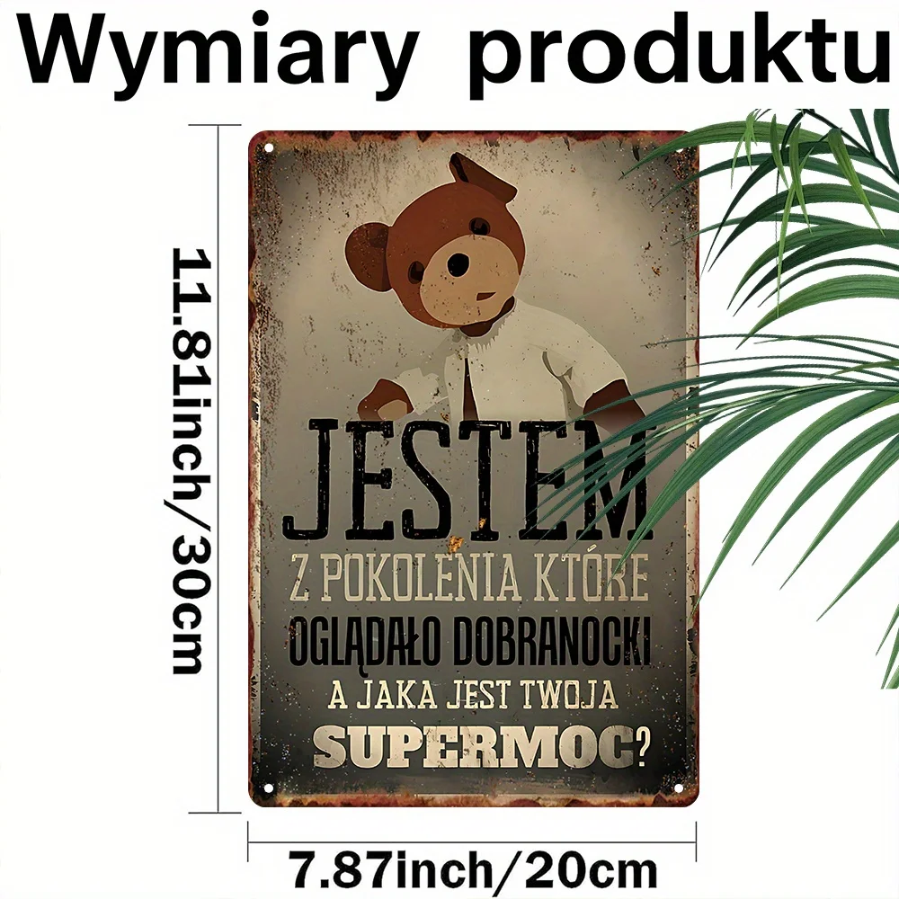Vintage Metal Sign,Grew Up Watching Bedtime Stories, What's Your Superpower, Polish Childhood Nostalgia Quote, Wall Art Decor