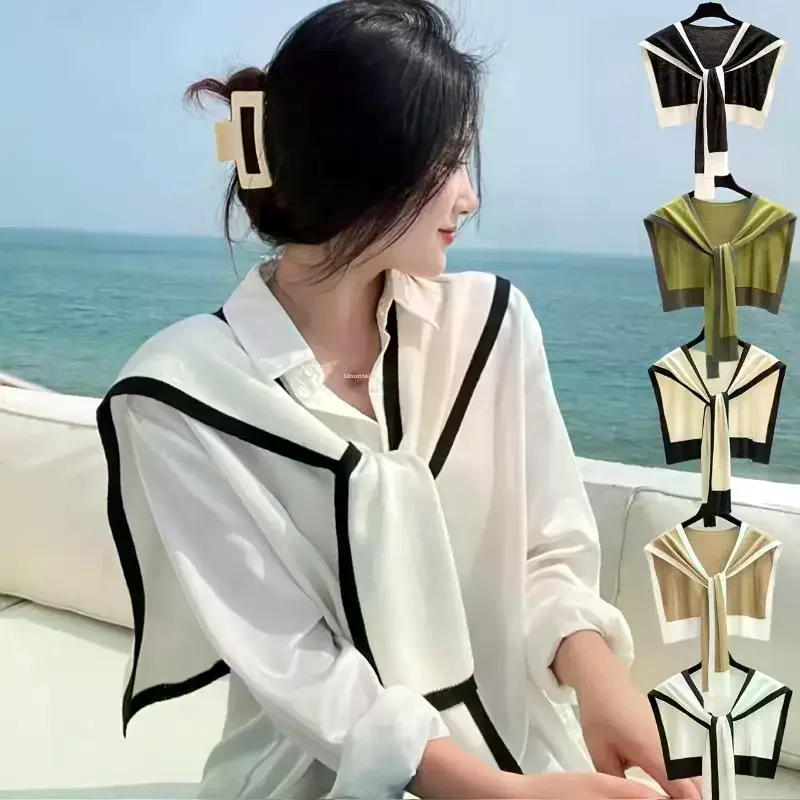 Elegant Women Color Block Shawl Lightweight Soft Warm & Breathable For All Seasons Versatile Stylish Wrap Chic Casual Wear