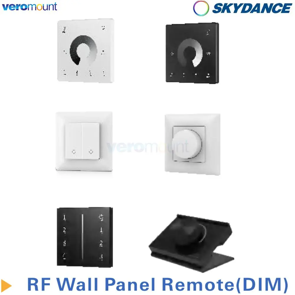 Skydance Wall Mount 2.4G RF Wireless Panel Remote Knob Touch Rotary Glass Panel 1 2 4 Zones for Single Color Strip Controller