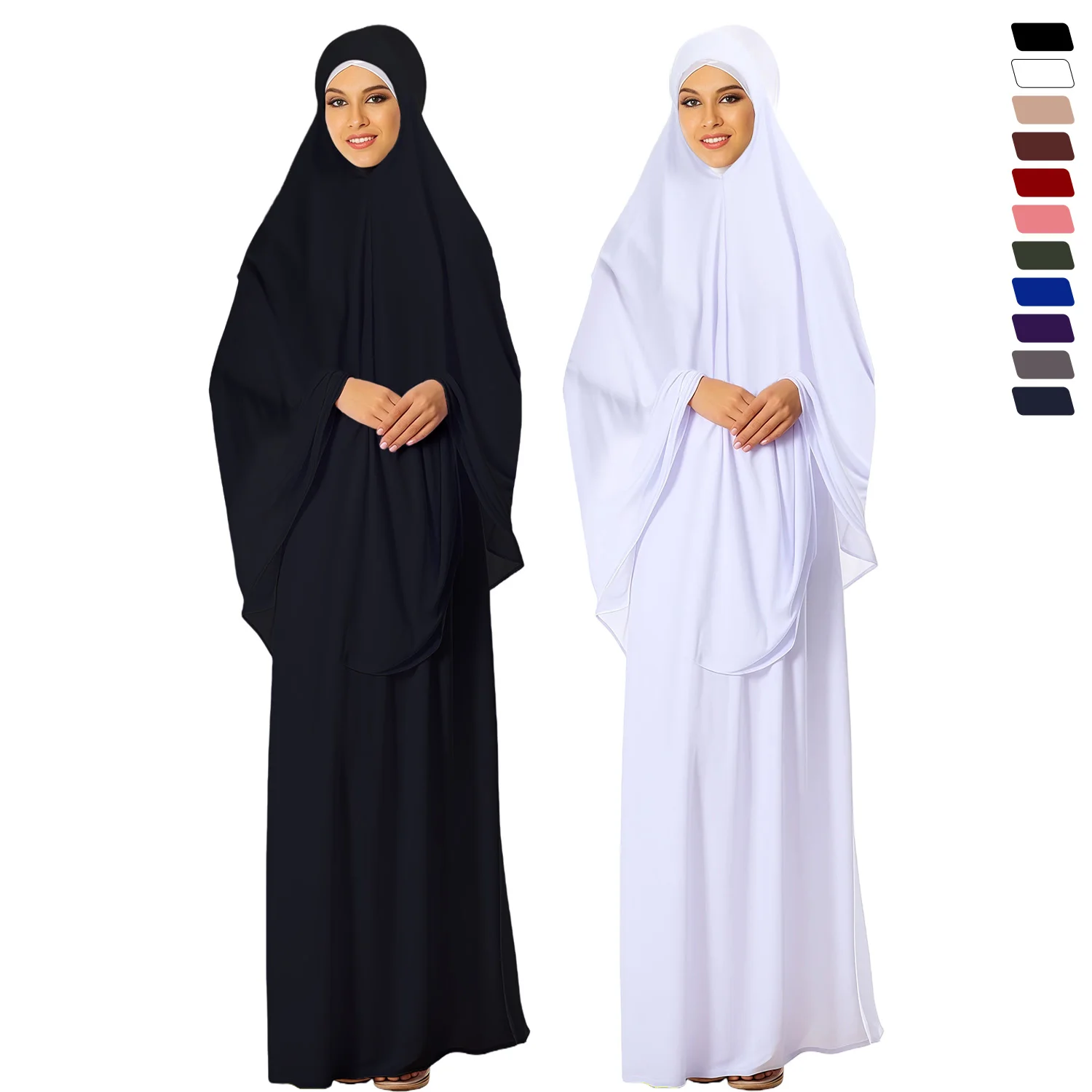

2 шт. новое молитвенное платье Рамадана мусульманские женщины простой хиджаб Абая женский Ид ислам химар и комплекты халатов