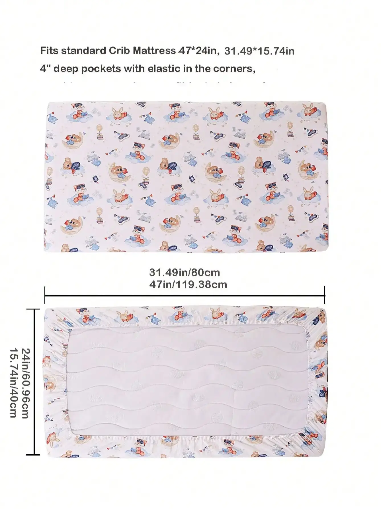 1 قطعة ورقة سرير الطفل المجهزة مع نسيج القطن الخالص للبنين بنات ، غطاء مرتبة المجهزة ورقة ل 80*40 سنتيمتر/31.49*15.74inin #3