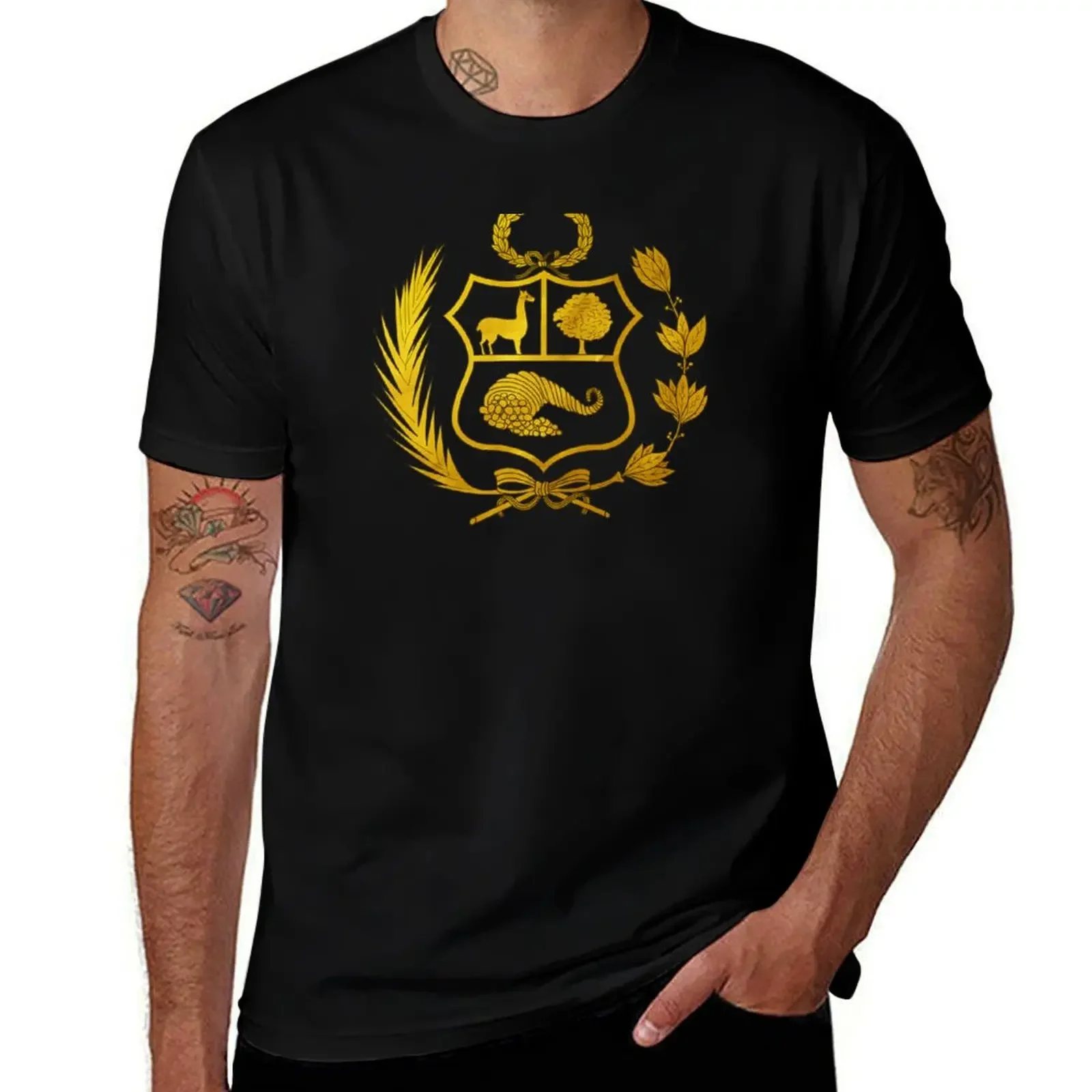 Peru Golden Shield T-Shirt sublime custom t-shirts T-shirts oversize oversized t shirts for men