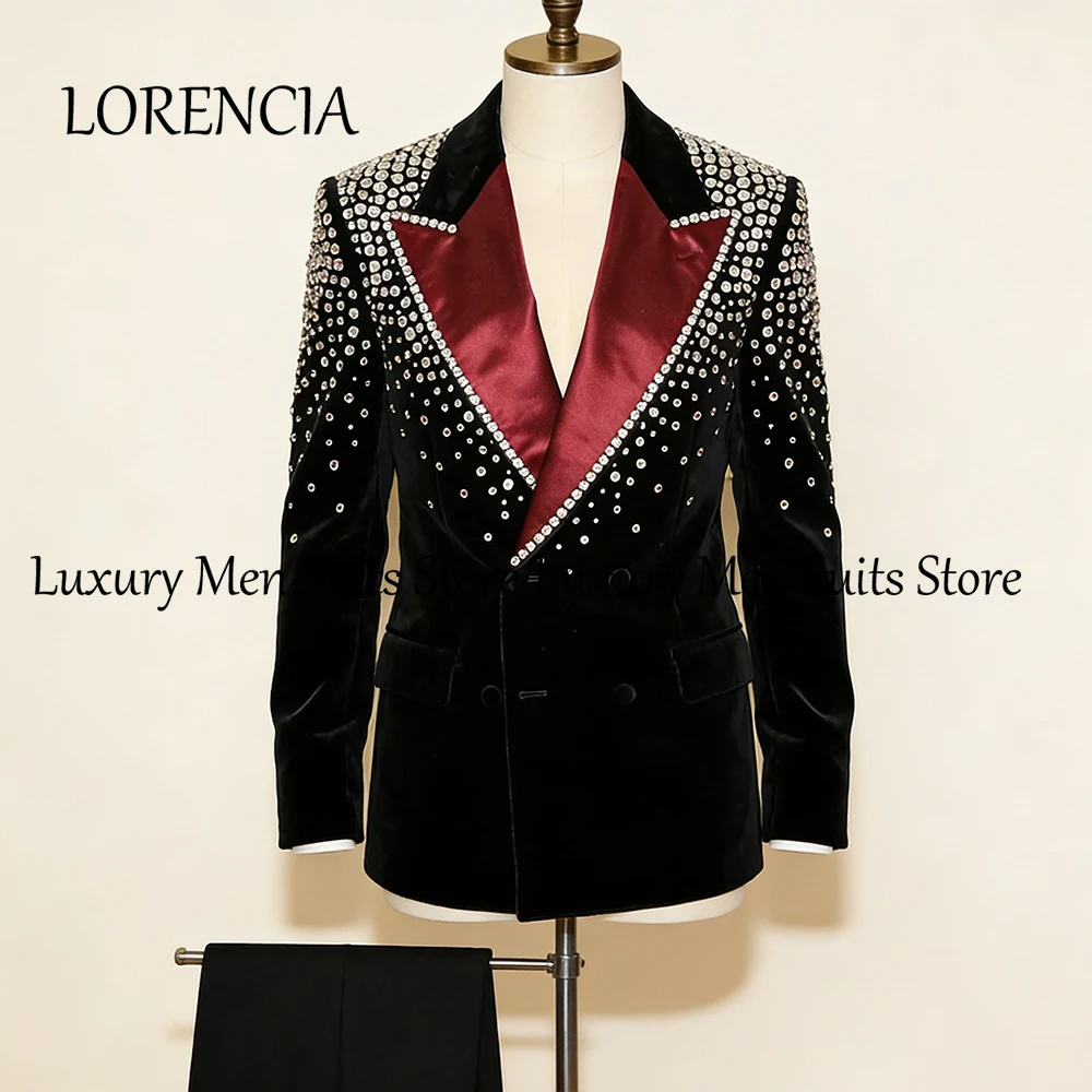 

Элегантные мужские костюмы с бриллиантами, комплект из 2 предметов: двубортный смокинг, вечерний наряд, индивидуальный пошив, пиджак и брюки, костюмы homme