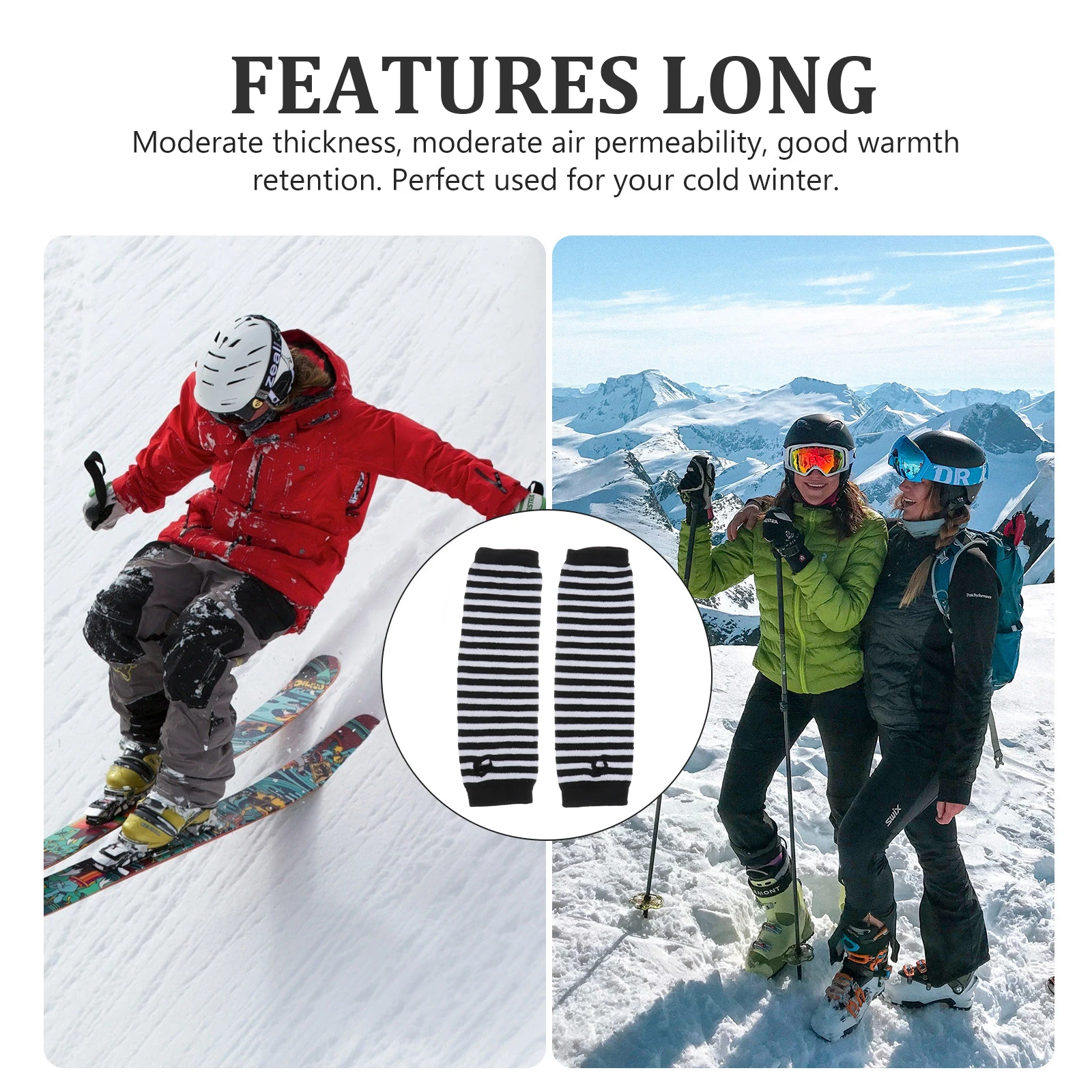 

1 Pair Striped Arm Warmers Fingerless Gloves Stretchy Winter Driving Texting Casual Kids Unisex Black White Armwear