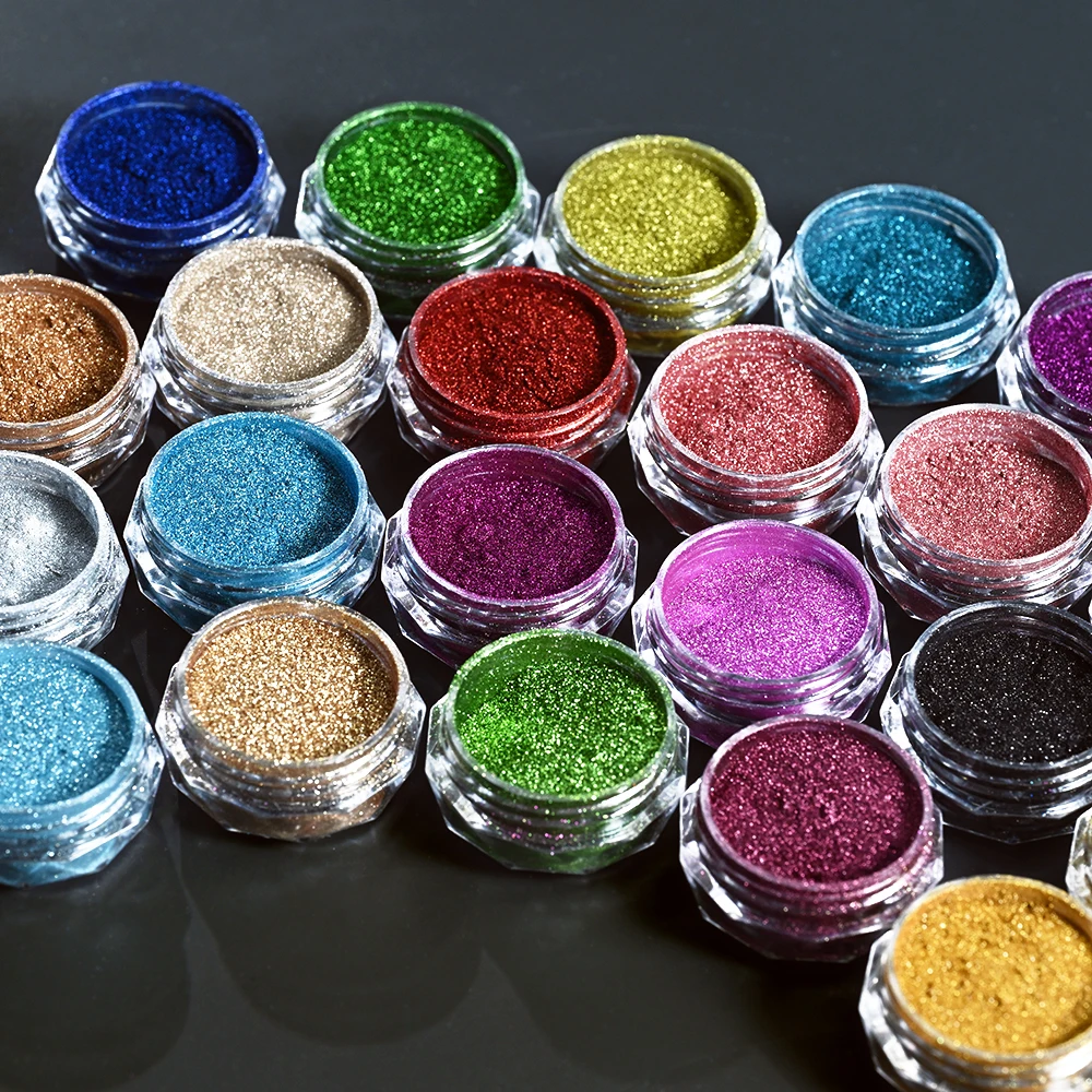 22 colori/set polvere per unghie a specchio magico metallico Net0.5g/barattolo polvere di pigmenti cromati olografici per la decorazione del manicure con smalto gel UV