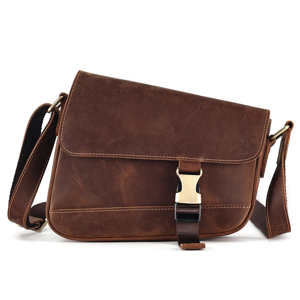 

Crazy horse retro men's crossbody bag postman bag street trendy brand genuine leather saddle shoulder bag