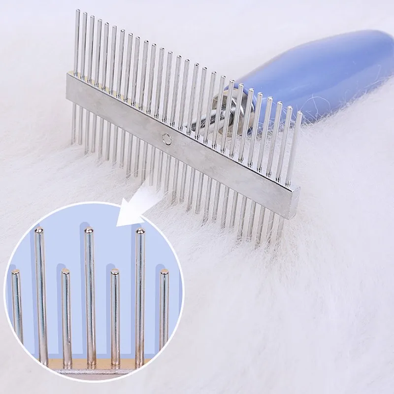 

Dog Comb Double-sided Dogs Brush Stainless Steel Rake Combs for Dog Grooming Comfortable Handle Cat Hair Comb Brush Pet Supplies