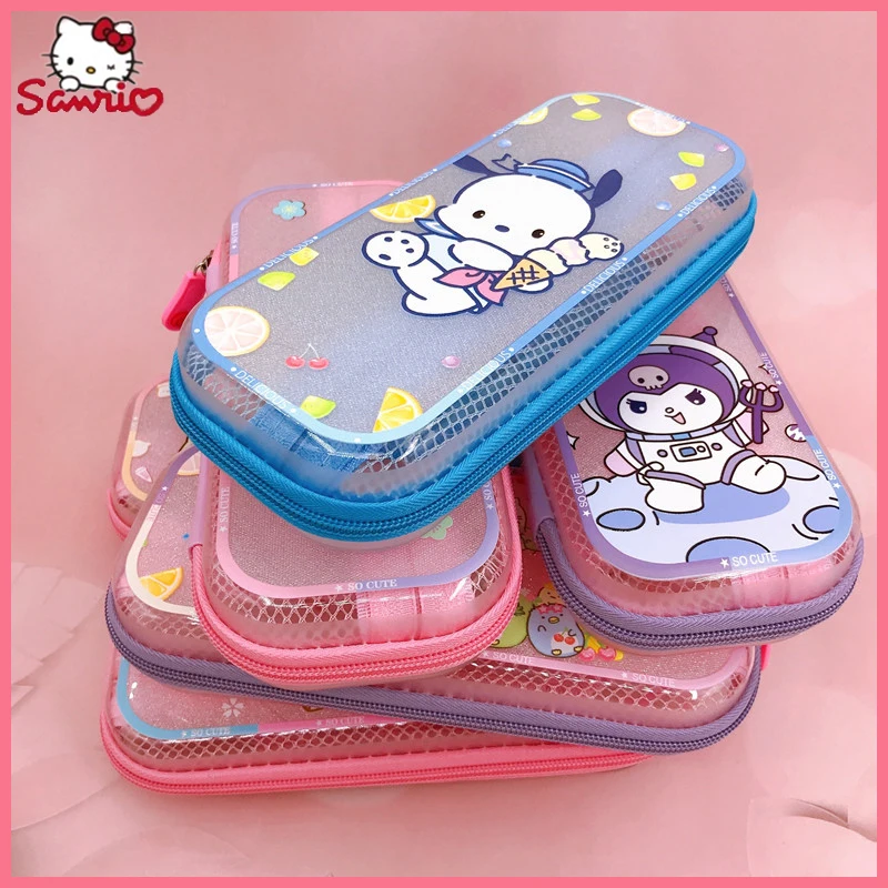 sanrio melody ola kitty anime lapis case dos desenhos animados estudante transparente multi funcional cor pen bolsa bonito pvc zipper presentes 01