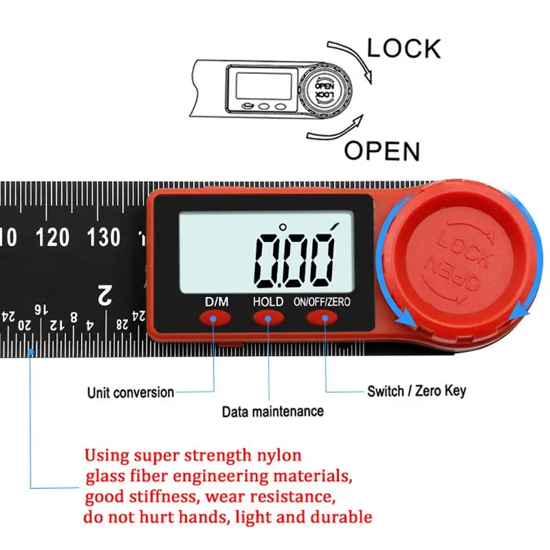 200mm Digital Inclinometer Measure Meter Electronic Goniometer