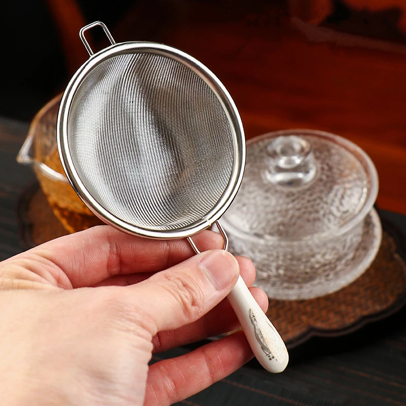 Long Handle Reusable Tea Infuser Stainless Steel Loose Tea Leaf Spice Strainer Coffee Mesh Sieve Filter Vintage Chinese Teaware