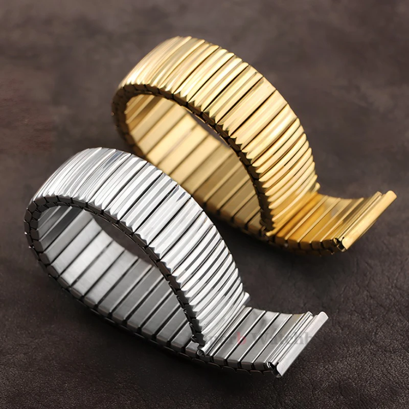 

Elastic Stretch Expand Stainless Steel Watch Band 12mm 14mm 16mm 18mm 20mm 22mm Universal Metal Watch Strap Silver Gold Bracelet