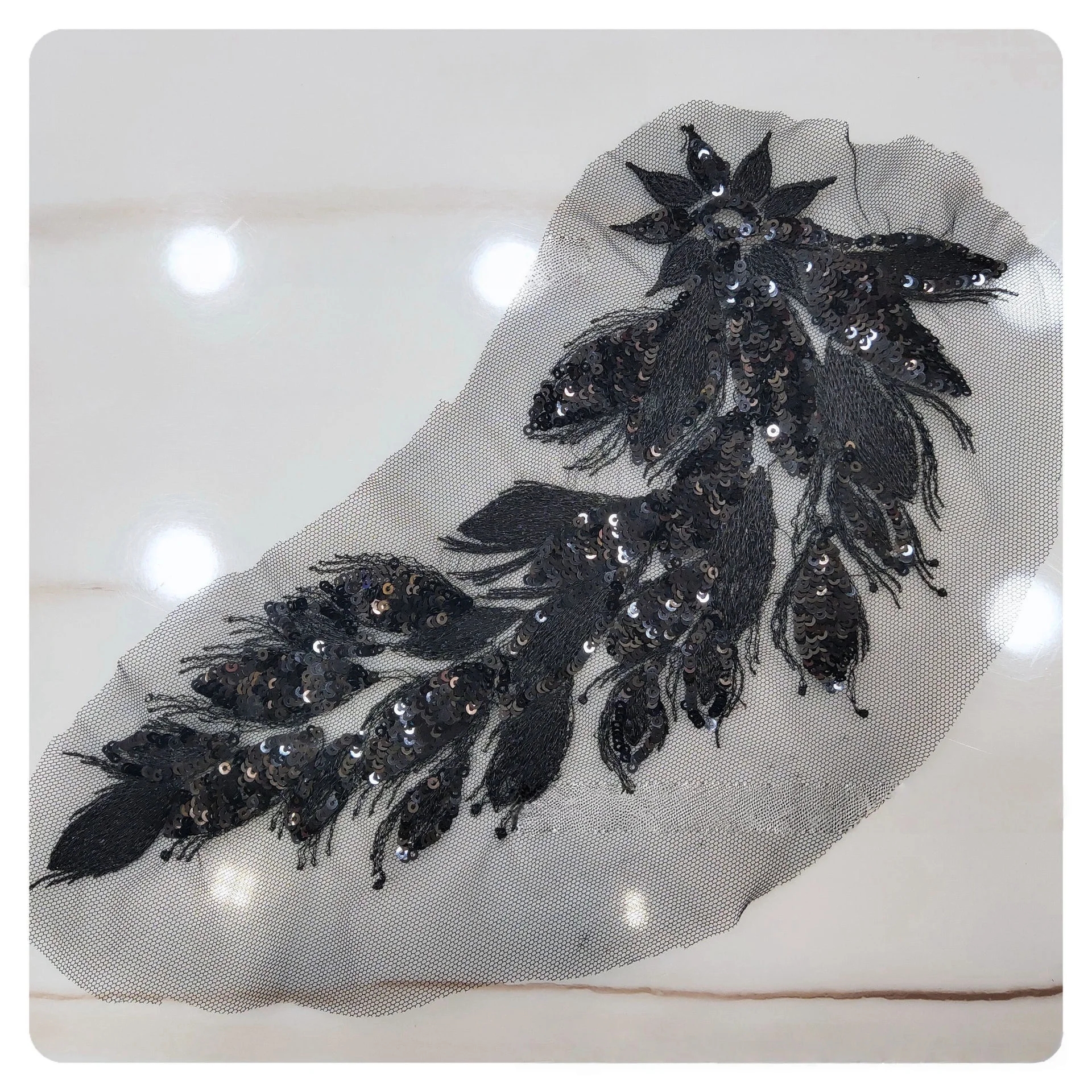 Tule geborduurde pailletten kanten rand stof 3D DIY applique patches bloemmotieven decoratie kledingaccessoires