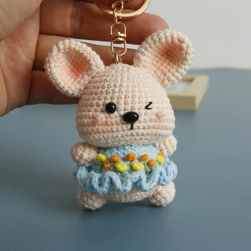 

Cute Animal Doll Series Crochet Keyrings Handmaking Cartoon Rabbit Knitting Keyring For Bag Pendant Crochet Doll For Gifts New