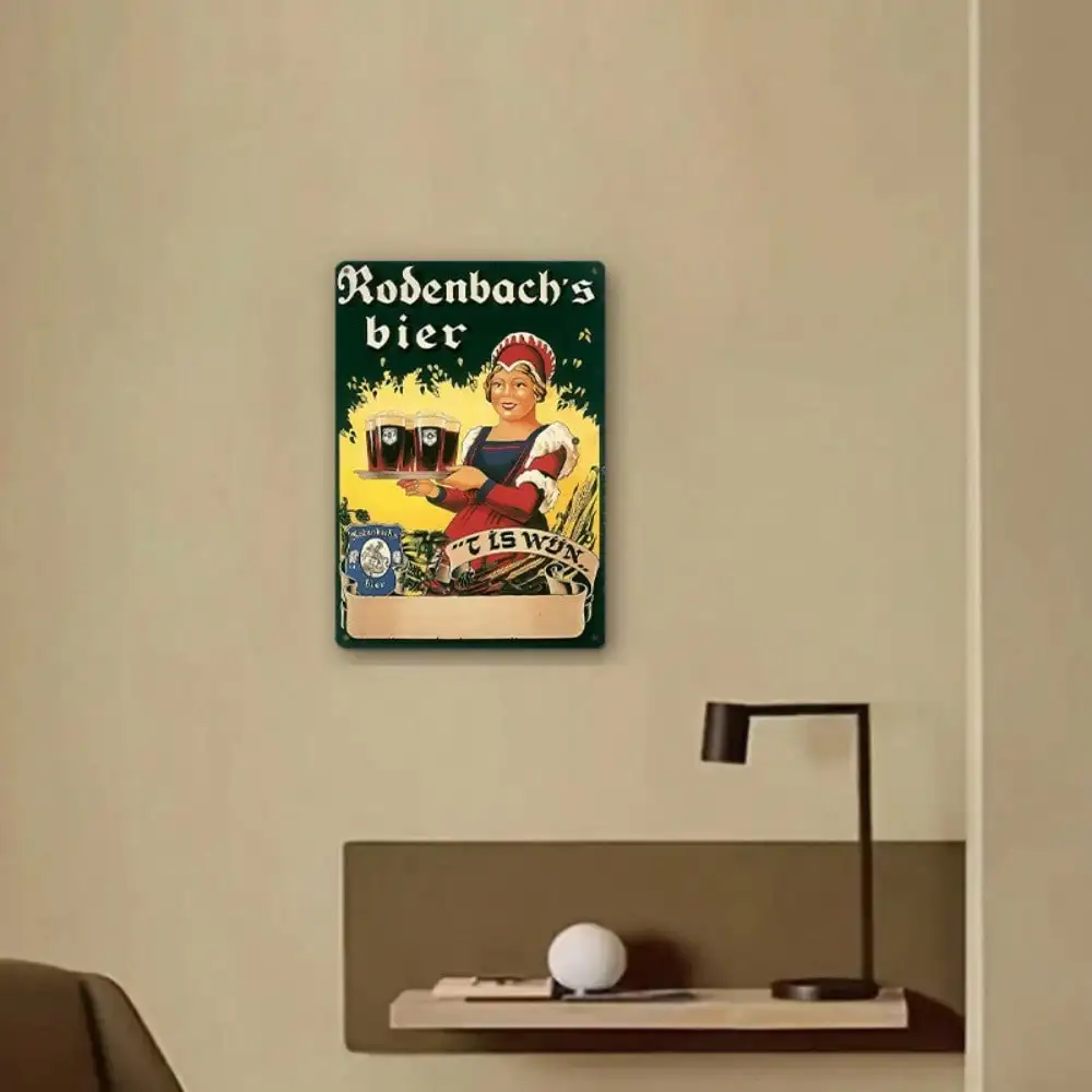 1PC Vintage Rodenbach's Bier Tin Sign - Retro Wall Art for Home Bar & Farmhouse 8x12In/20x30Cm