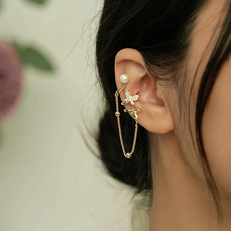 Réinitialisation d'oreille à long pompon sans trou pour femme, boucle d'oreille, cartilage orbital, manchette d'oreille Kpop, pas de piercing, bijoux INS, JOY2k, 1PC