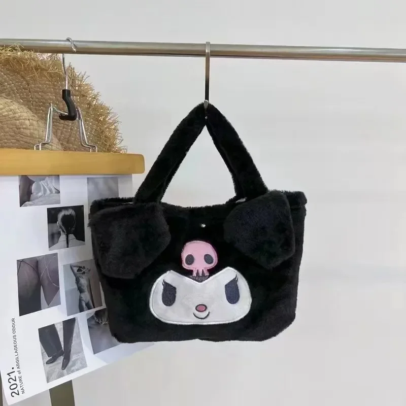 Kawaii Sanrio Plush Bag My Melody Kuromi Cartoon Animal Handbag Cute Cinnamoroll Storage Tote Bags Women Girls Birthday Gifts