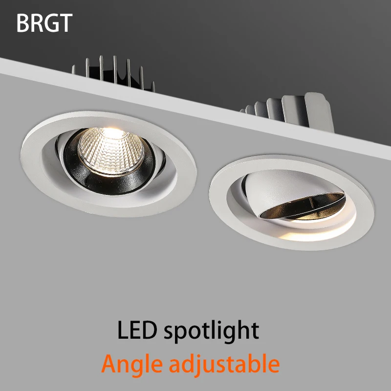 

BRGT Led Spot Light Recessed Spotlights Aluminum COB Anti Glare Ceiling Wall Washing Lamp Narrow Frame White 7W 12W 20W 30W Foco