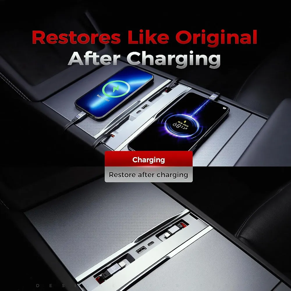 ل تسلا نموذج Y Juniper 2025 قابل للسحب وحدة التحكم المركزية USB Hub نموذج 3 هايلاند شاحن الهاتف محطة إرساء شحن سريع #4