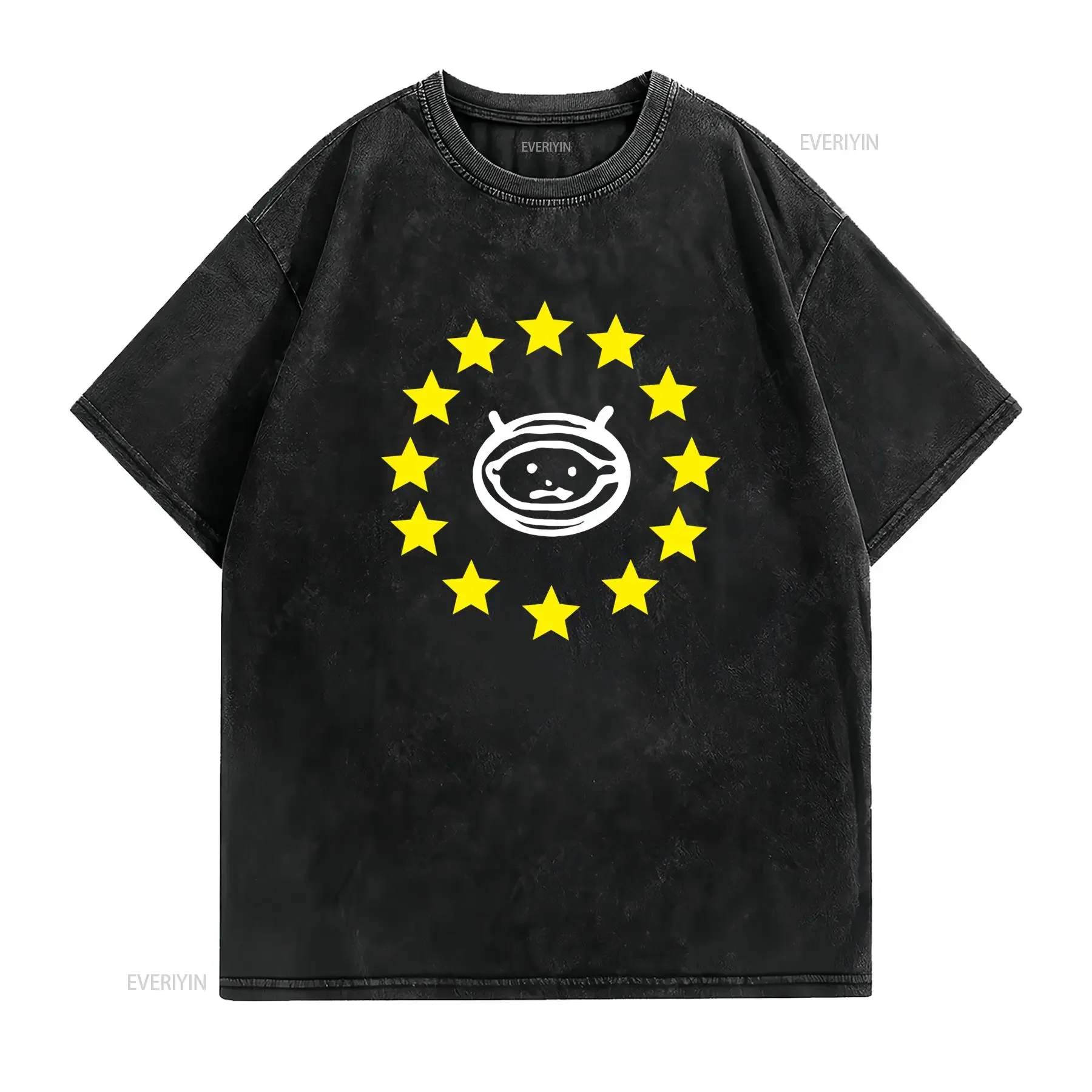 Camiseta U2 Adulto Estrellas de la UE 2018 vintage Washed homme Top For Everyday Wear Unisex graphic fashion streetwear