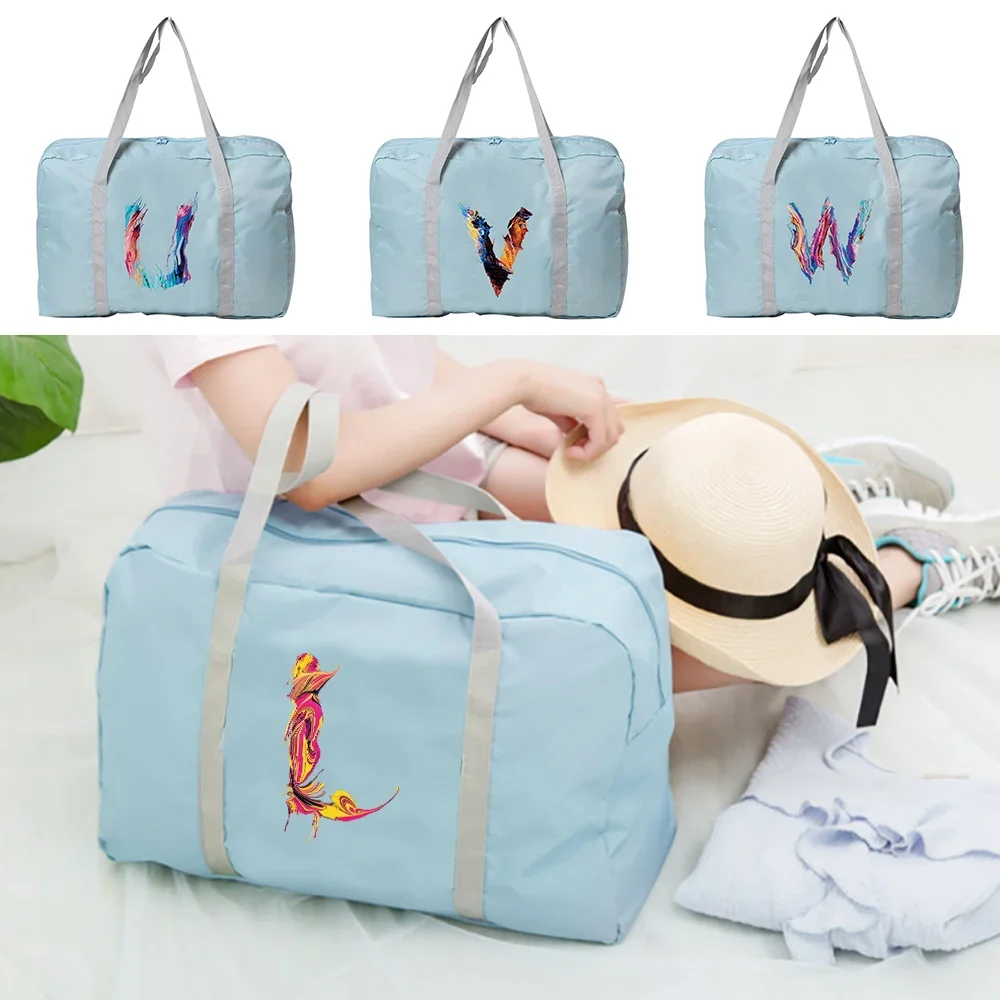 Women Folding Travel Bags Tote Luggage Packet Lettern Print Organizer Large Holiday Accessories Traveler Duffle Bag Men Handbags