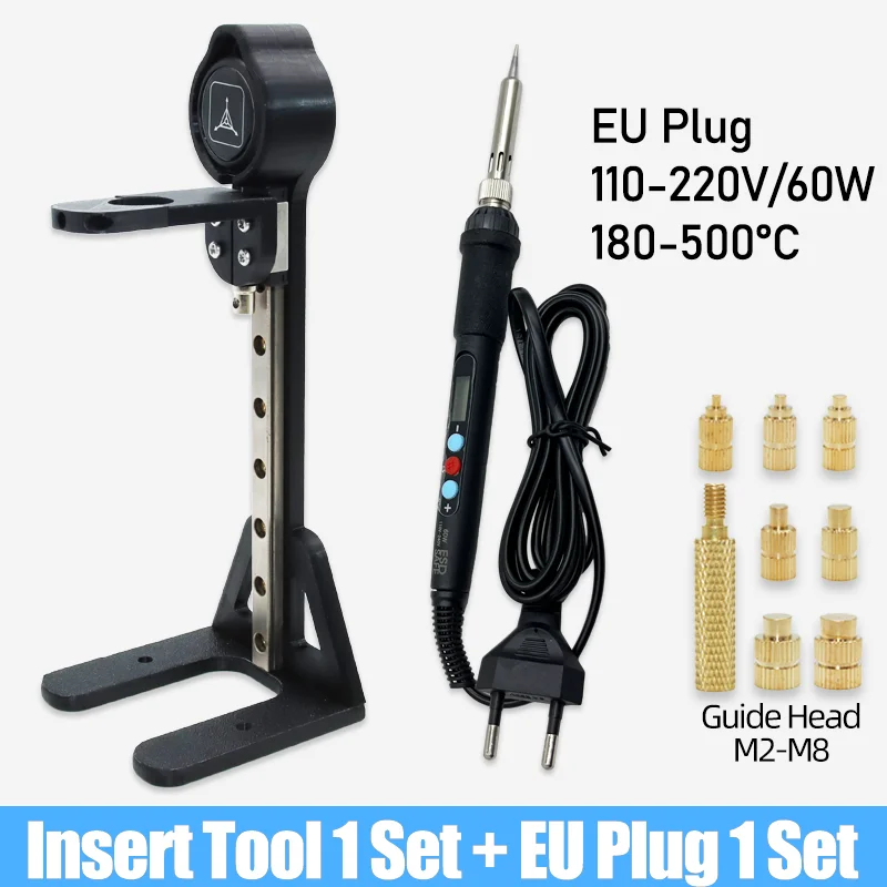 Heat Set Insert Press Tool M2 M3 M4 M5 M6 M8 Messing Gewindeeinsatz Mutter Lötkolben Spitze eingebettete Kupfer Muttern Kit für 3D-Druck – Detail 15