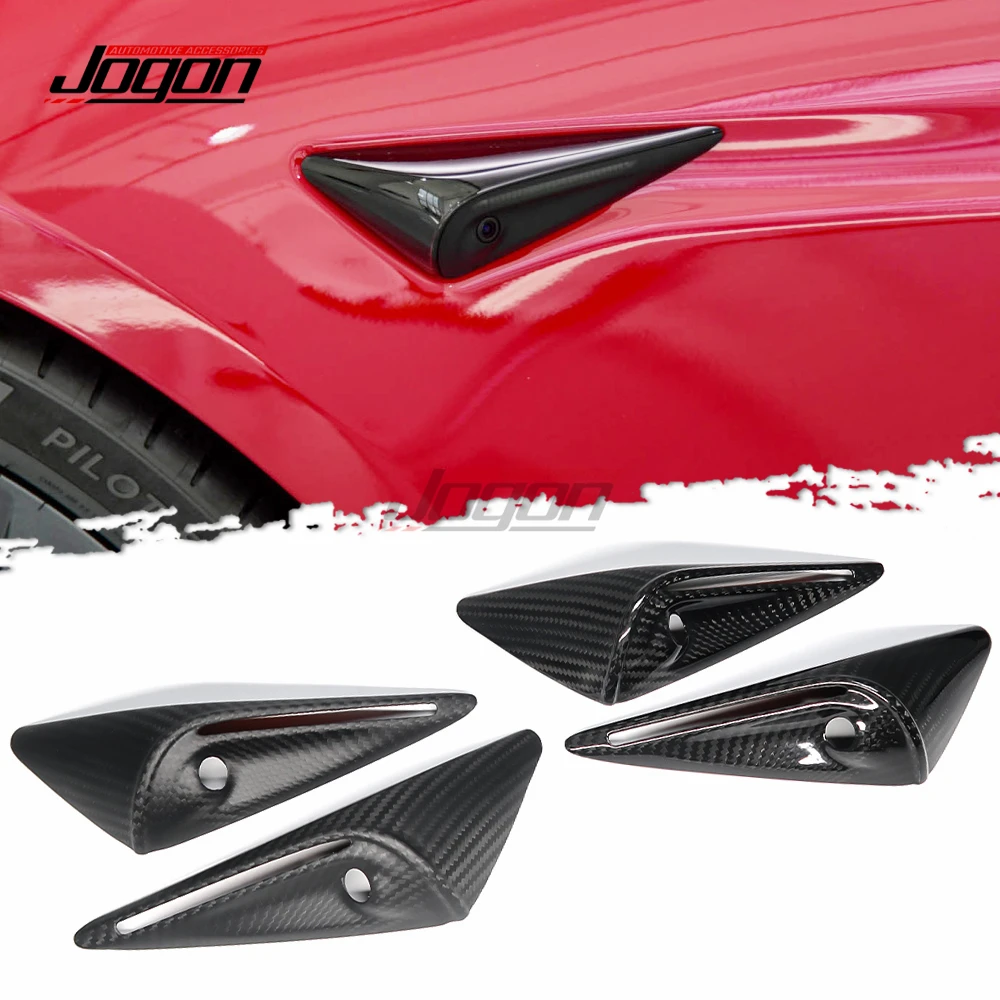 

2Pcs Car Exterior Carbon Fiber For Tesla Model 3 Y 2020 2021 2022 2023 Protective Cover Trim Side Camera Fender Sticker Styling