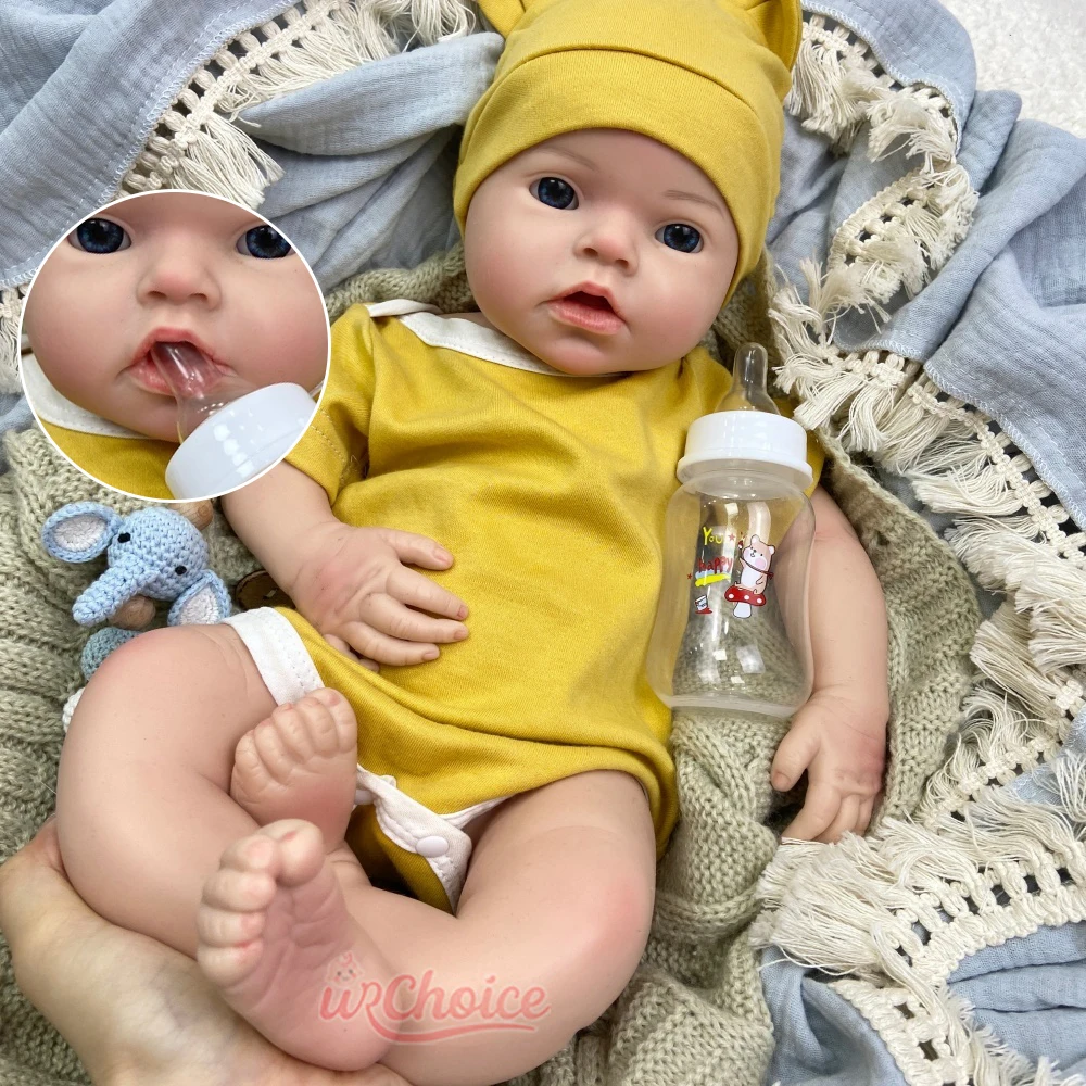 20inch Can Drink & Wet Doll Full Silicone Reborn Baby Realistic Features Soft Weighted Doll For Adult Collectors